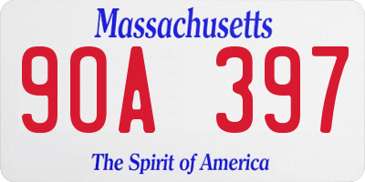 MA license plate 9OA397