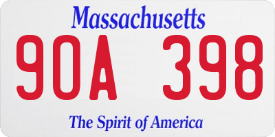 MA license plate 9OA398