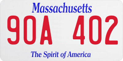 MA license plate 9OA402