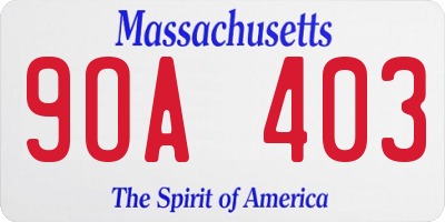 MA license plate 9OA403