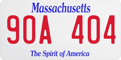 MA license plate 9OA404
