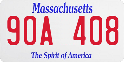 MA license plate 9OA408
