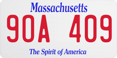 MA license plate 9OA409