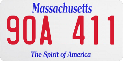 MA license plate 9OA411