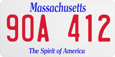 MA license plate 9OA412