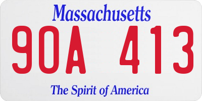 MA license plate 9OA413