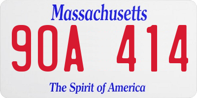 MA license plate 9OA414
