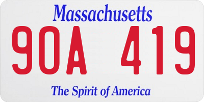 MA license plate 9OA419