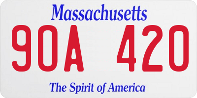 MA license plate 9OA420