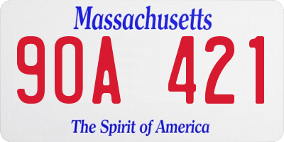 MA license plate 9OA421