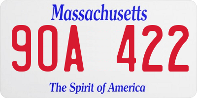 MA license plate 9OA422