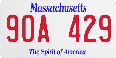 MA license plate 9OA429