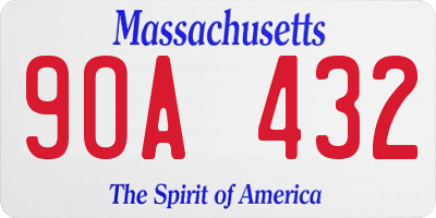 MA license plate 9OA432
