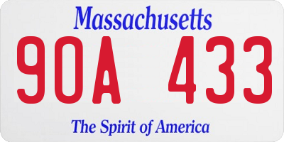MA license plate 9OA433