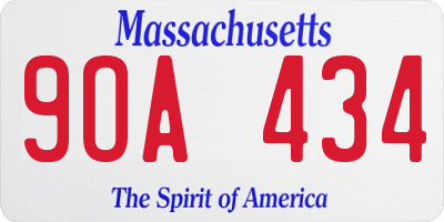 MA license plate 9OA434
