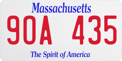 MA license plate 9OA435