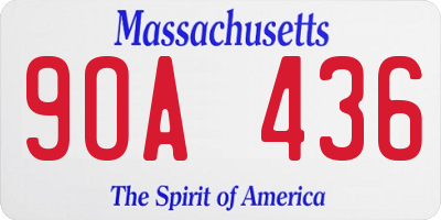 MA license plate 9OA436