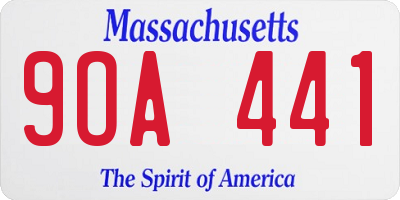 MA license plate 9OA441