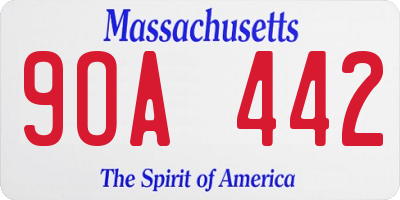 MA license plate 9OA442