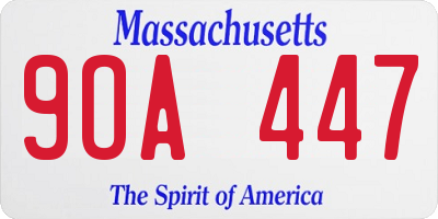 MA license plate 9OA447