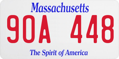 MA license plate 9OA448