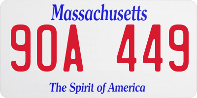 MA license plate 9OA449