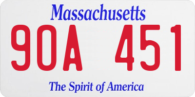 MA license plate 9OA451