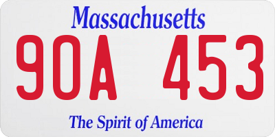 MA license plate 9OA453