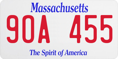 MA license plate 9OA455