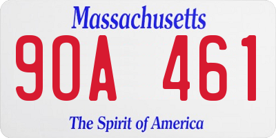 MA license plate 9OA461