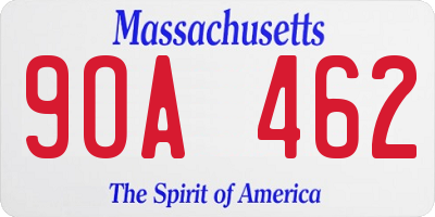 MA license plate 9OA462