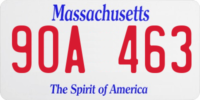 MA license plate 9OA463