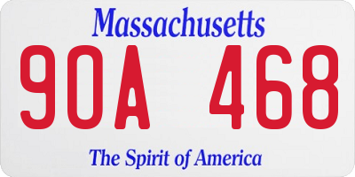 MA license plate 9OA468