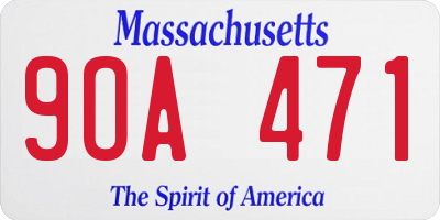 MA license plate 9OA471