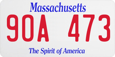 MA license plate 9OA473