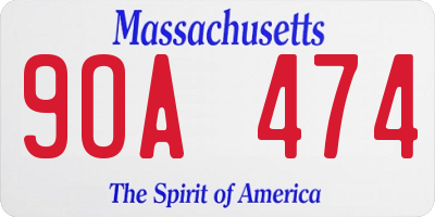MA license plate 9OA474