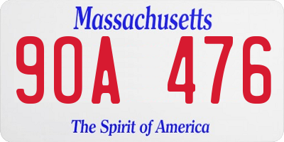 MA license plate 9OA476