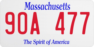 MA license plate 9OA477