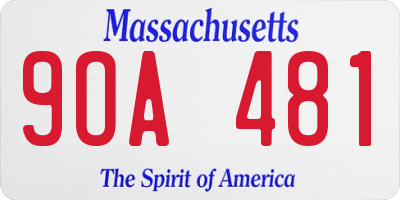 MA license plate 9OA481