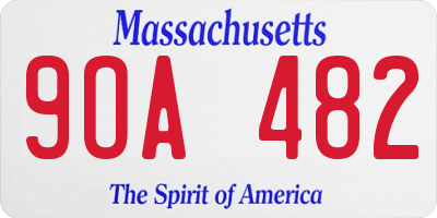MA license plate 9OA482