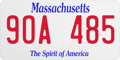 MA license plate 9OA485