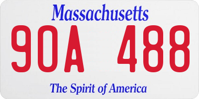 MA license plate 9OA488