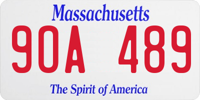 MA license plate 9OA489