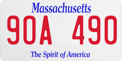 MA license plate 9OA490
