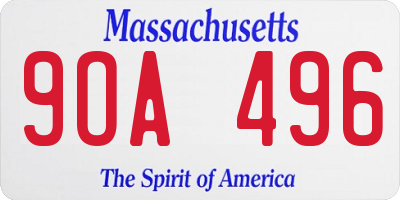 MA license plate 9OA496