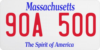 MA license plate 9OA500