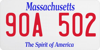 MA license plate 9OA502