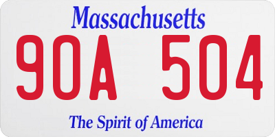 MA license plate 9OA504