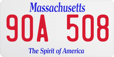 MA license plate 9OA508
