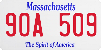 MA license plate 9OA509